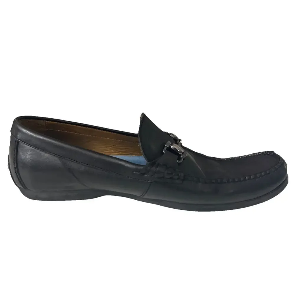 Peter Millar Shoes Mens Sz 8.5 Black Leather Horsebit Slip On Driving Loafers